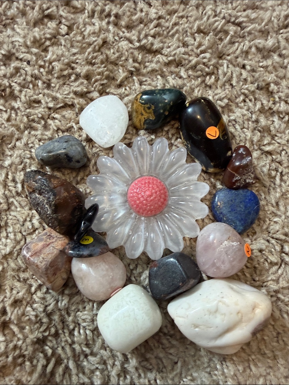 Clear Glass Daisy Accent with Pink Center - crystal set B